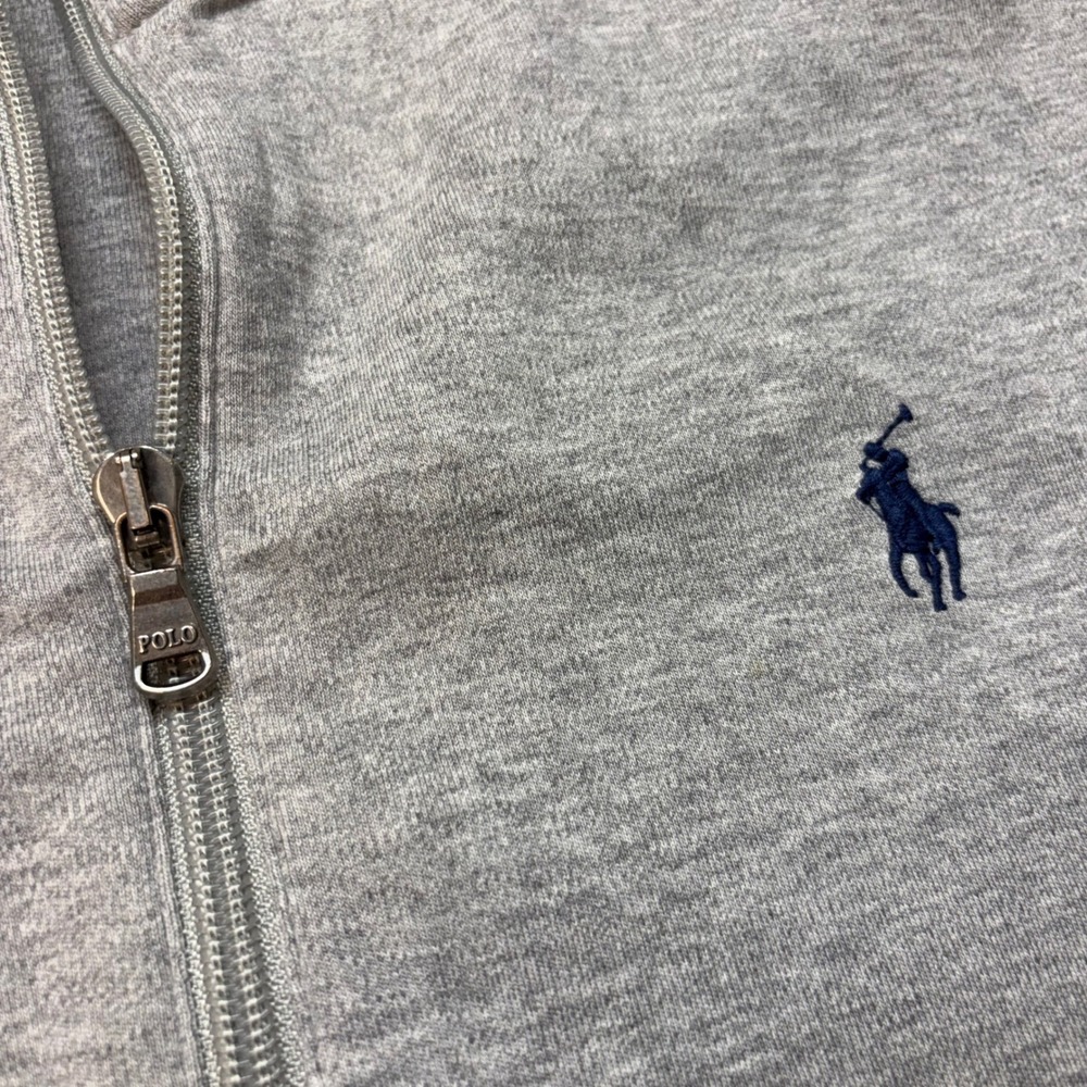 Polo Ralph Lauren Mens Grey Full Zip Track Jacket Navy Stripe Pony Logo Medium - Picture 8 of 12